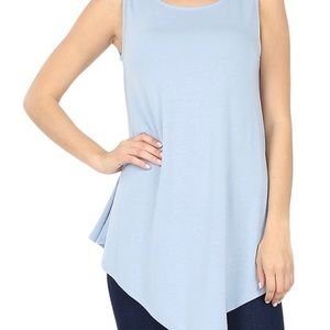 Sleeveless Boat Neck Triangle Hem Top